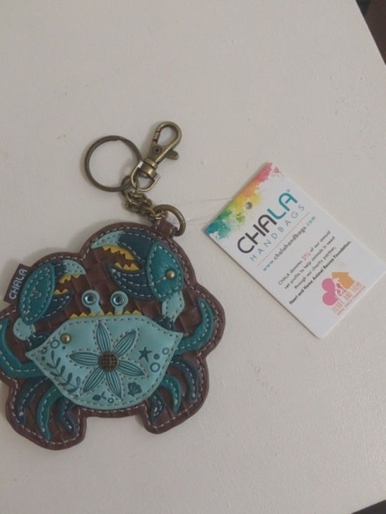 Chala Accessories - NWT Chala Teal & Brown Crab Keychain Coin Pouch